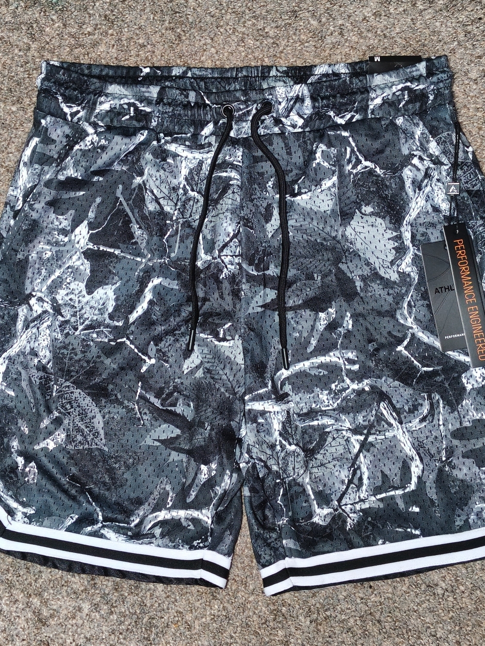 Athletic Black & Gray Performance Mesh Shorts